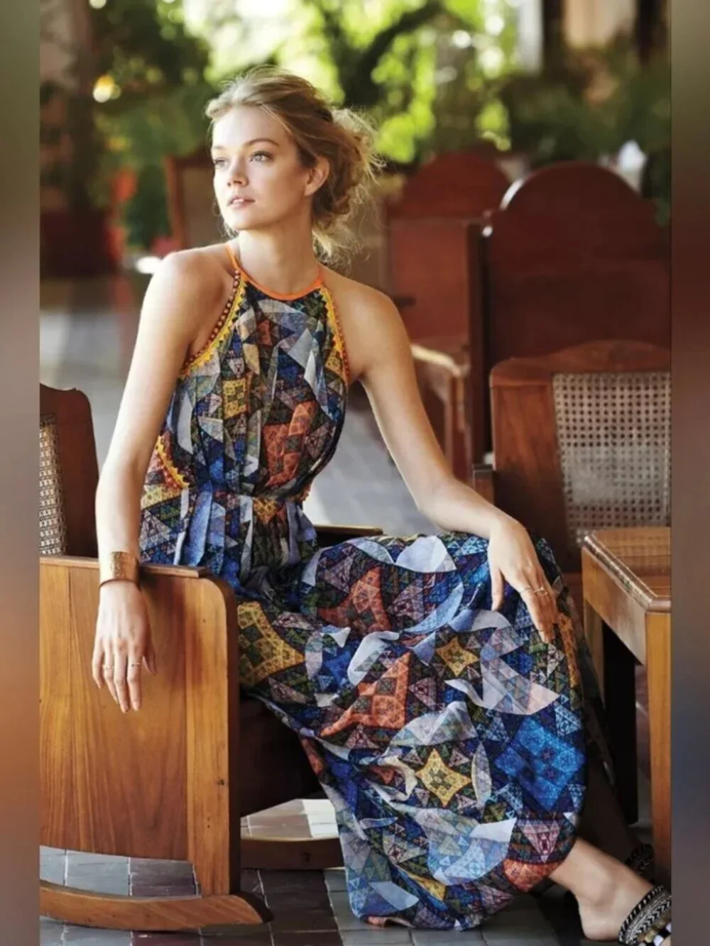 Anthropologie Ranna Gill Condesa Maxi Dress XS Vibrant Bohemian Print - Picture 2 of 7